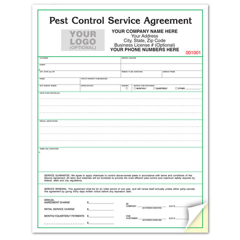 Standard Green Border Pest Control Service Agreement PCCC-882 192