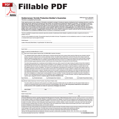 Fillable PDF HUD-NPMA-99-A