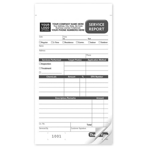 Pest Control Service Report Book